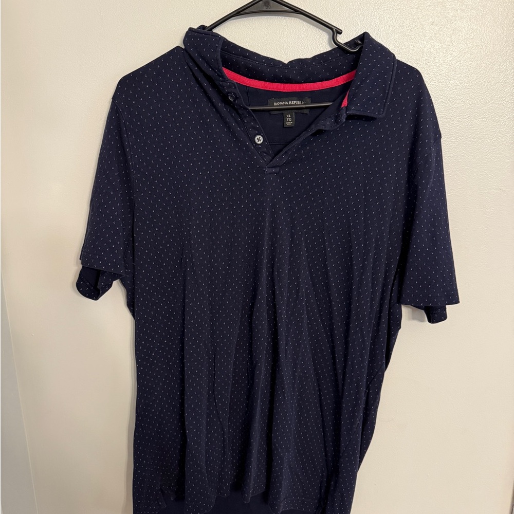 Banana Republic Navy Polo with Dot Pattern